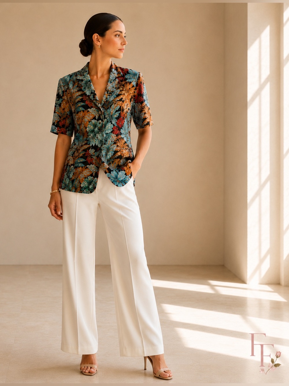 Salvatore Ferragamo Azure Floral Print Wool Mohair Blazer IT‎ 40 US 4 Designer